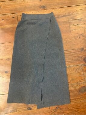 a new day Dark Gray Midi Skirt with Front Slit